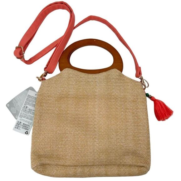 Disney Parks Mickey Silhouette Tropical Hello Summer Raffia Shoulder Handbag NWT - Picture 3 of 10